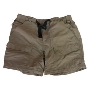 The North Face Cargo Shorts Mens Large Tan Hiking Utility Outdoor Nylon Shorts